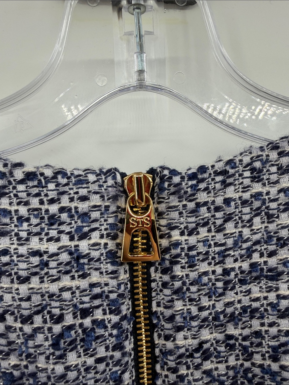 Sail to Sable Tweed Boxpleat Drop Waist Dress - Navy/White - Small - NWT - Picture 7 of 8